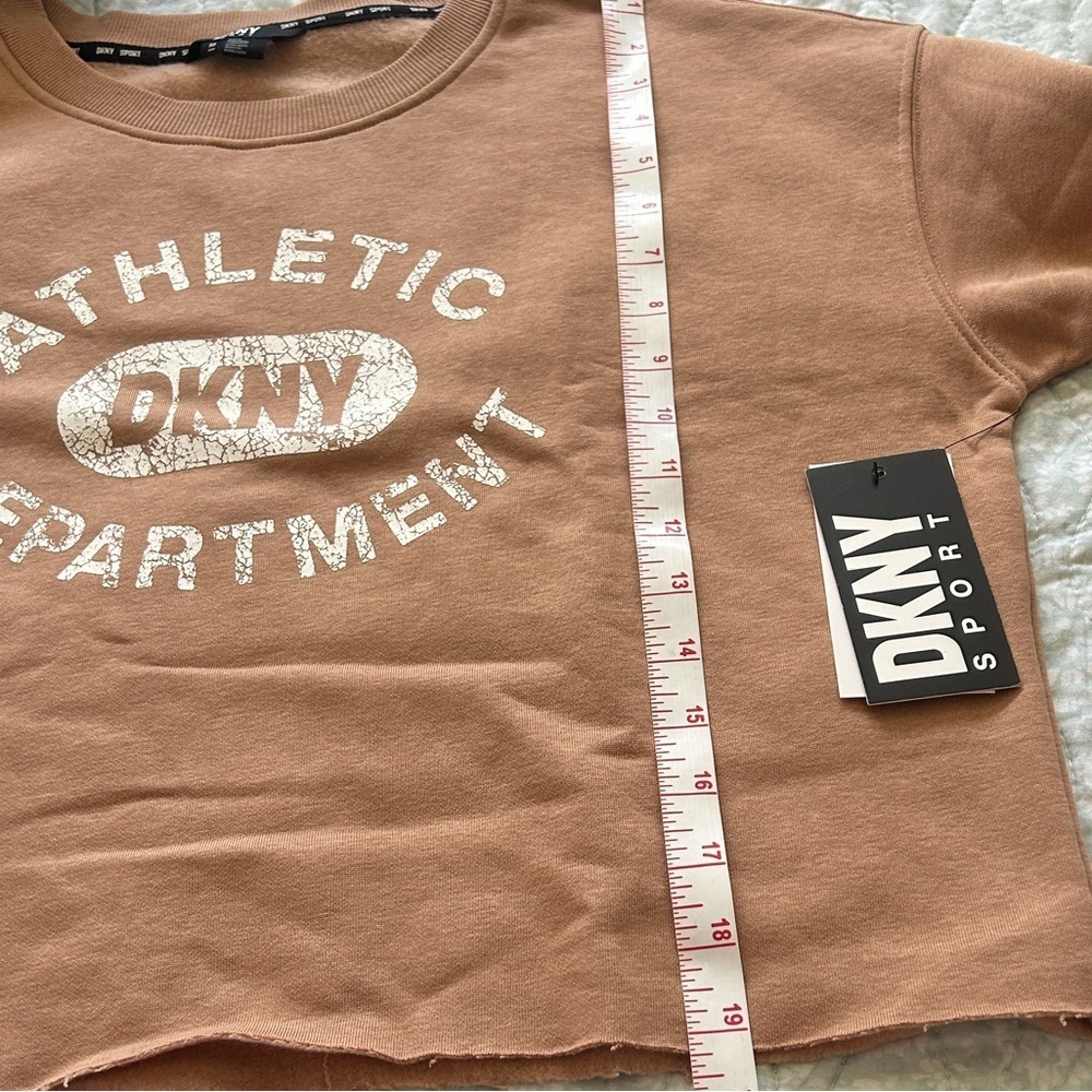 NWT DKNY Brown Cropped Sweatshirt with White Print - Picture 6 of 9